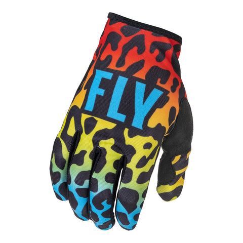 FLY 2022 LITE S.E. EXOTIC ADULT MOTOX ENDURO TRIALS GLOVES RED/YELLOW/BLUE LARGE